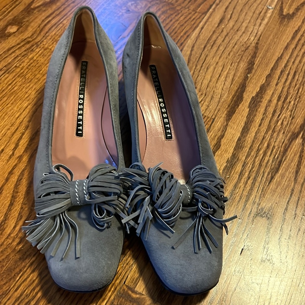 Fratelli Rossetti suede pumps with fringe tassle bows sz 40
